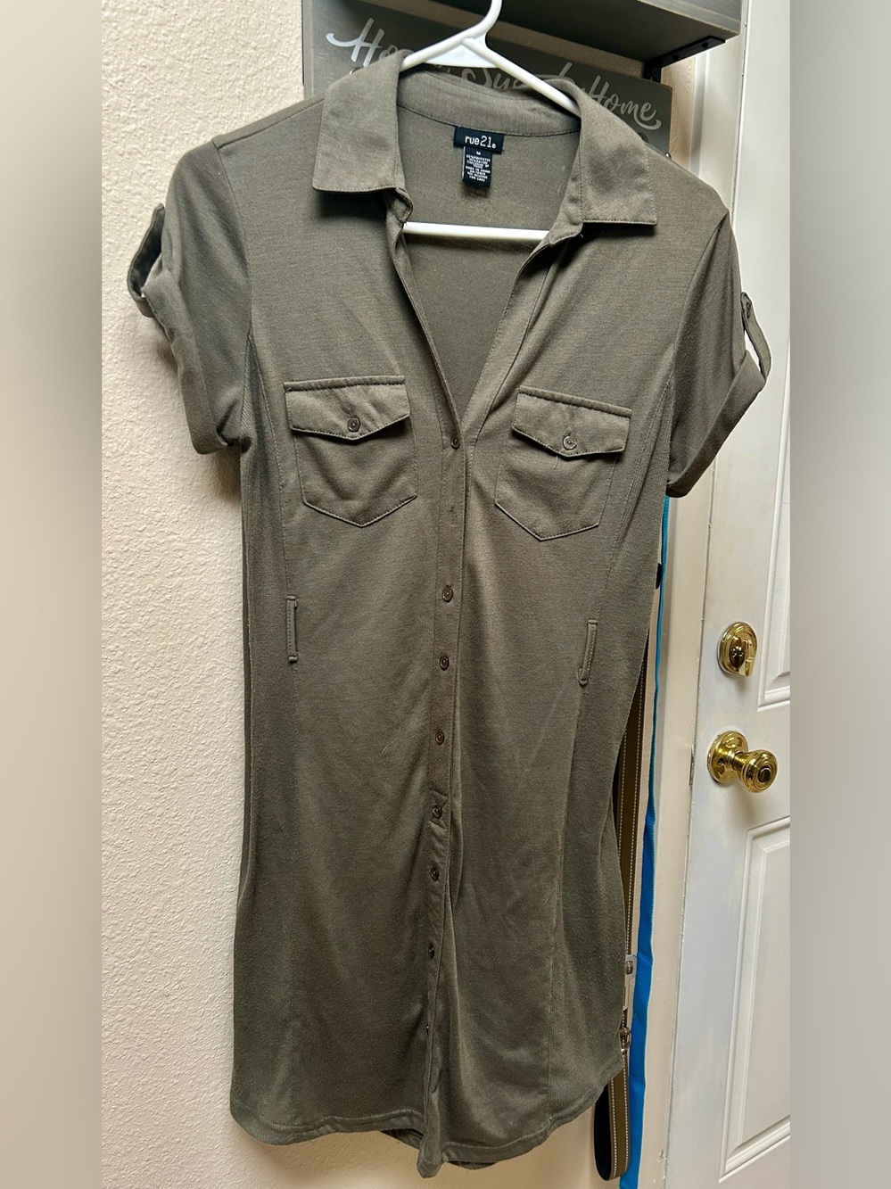 Rue 21 Utility Mini Dress in Green Size Medium Like New